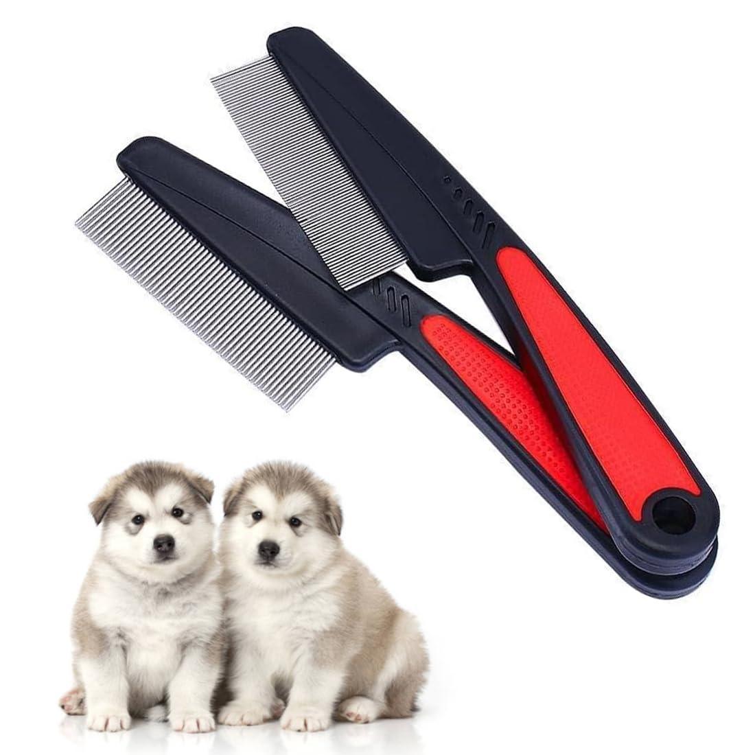 KGDUYC 2pcs Peine antipulgas para Eliminar pulgas- Peine Pulgas para Perros y Gatos, Peine para Pulgas de Gato de Dientes Finos,garrapatas, parásitos y Suciedad en Sus Mascotas, Gatos y Perros