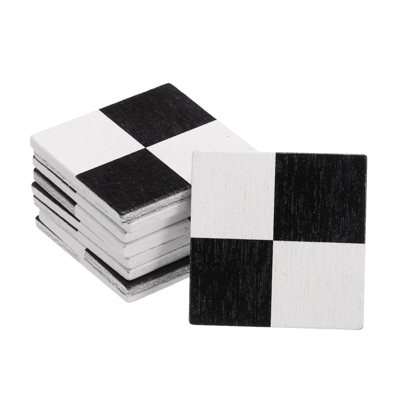 CoCud Dollhouse Flooring, 1.18" Square, Wood Miniature Floorboard (Black/White) - (Applications: for Dollhouse Decoration), 9-Pieces