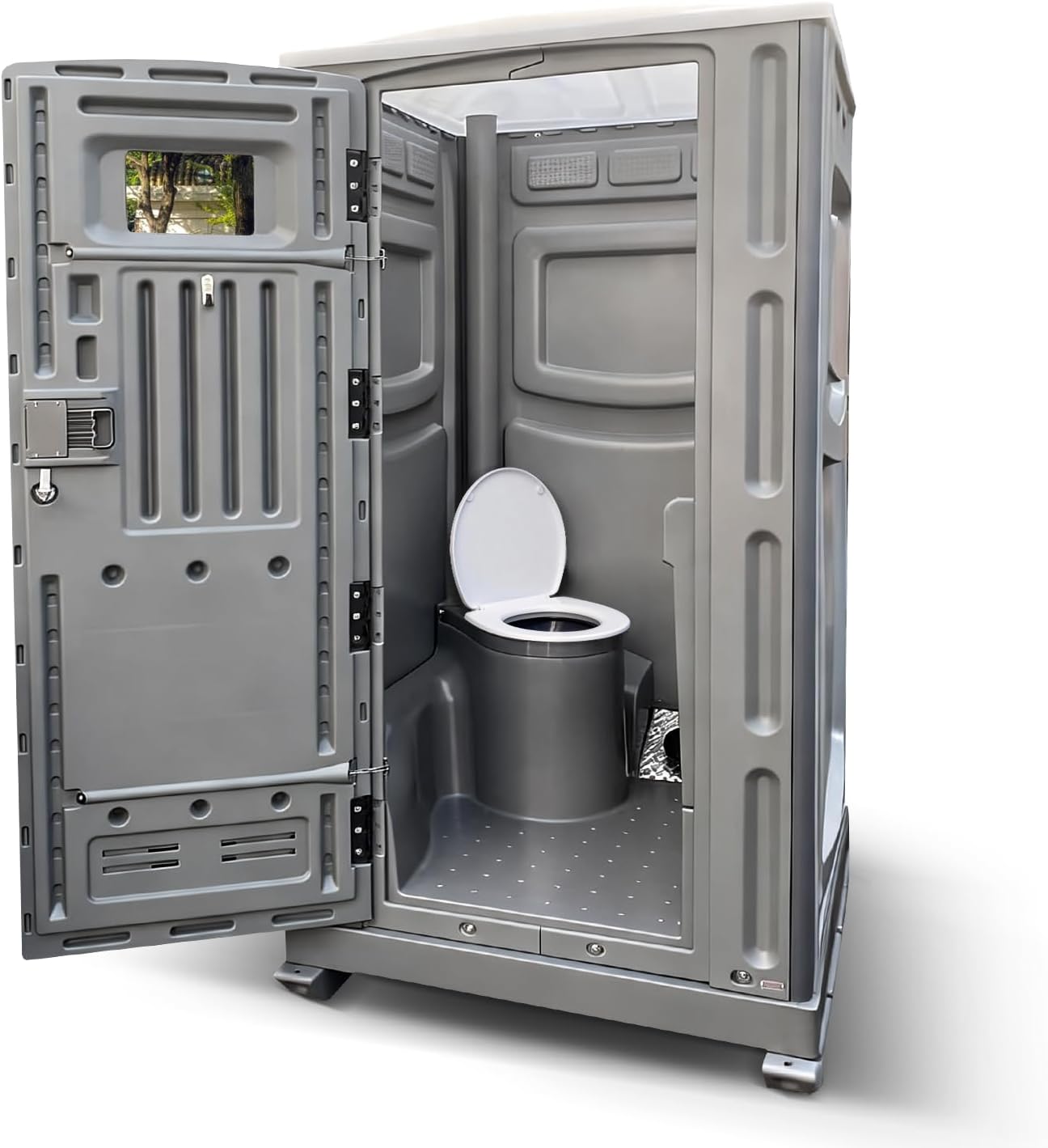 Portable Restroom Mobile Bathroom Outdoor Washroom with Toilet, with 103 Gal Big Waste Tank, with Urinal, Sink, Solar Light 49" D x 46" W x 91" H for Construction Sites, and Outdoor Events