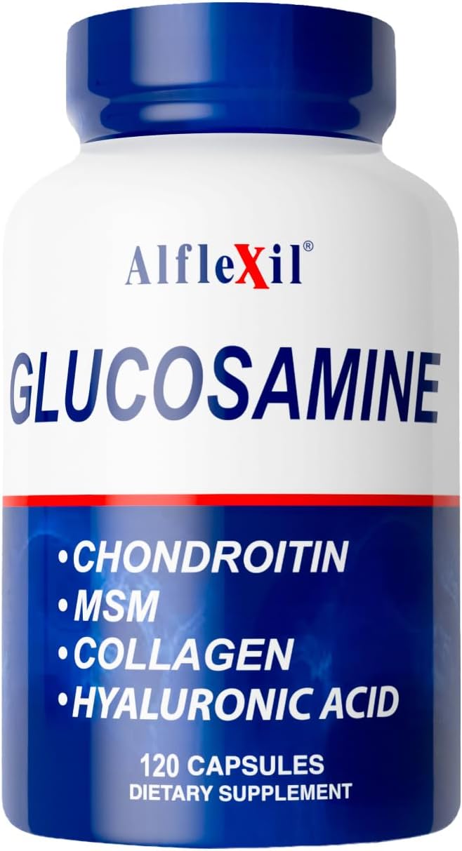 ALFA VITAMINS ALFLEXIL Glucosamine, Chondroitin & Collagen Supplement, Gluten Free, Supports Joints, Bones & Knees, Includes MSM & Hyaluronic Acid for Mobility & Joint Health, 120 Capsules