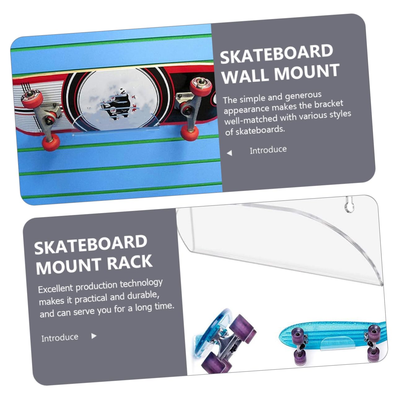 POPETPOP Support Mural Acrylique Transparent pour Skateboard et Planche à roulettes Rangement Mural Compact et Robuste avec Vis pour Installation Facile Adapté à Snowboard et Planche de