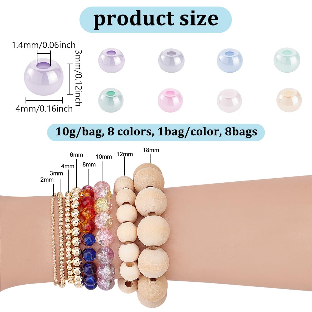 Perline distanziali sfuse in vetro opaco rivestite in tinta unita rotonde da 4 mm, 6 mm, 8 mm, per gioielli, orecchini, bracciali, fai da te