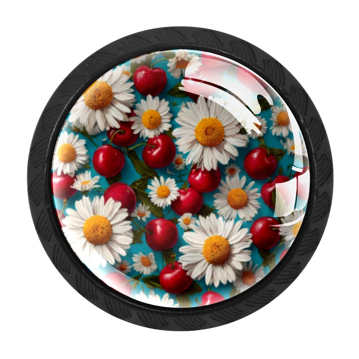 Heoeh Multi 2 4 Pcs Kitchen Cabinet Knobs, Cherries Daisy Drawer Knobs Dresser Handles