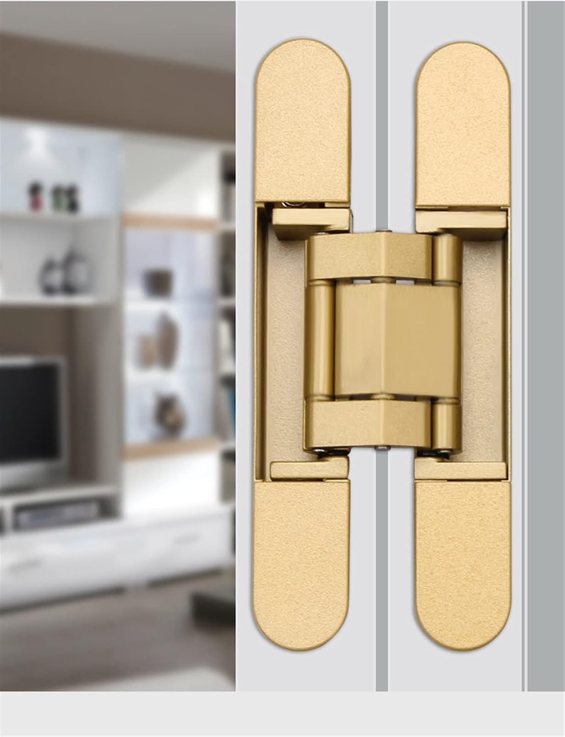 Hinges 1PCS Adjustable Wooden Door 180 Degrees Opening Hidden Hinge Invisible Gate Fittings(Gold)