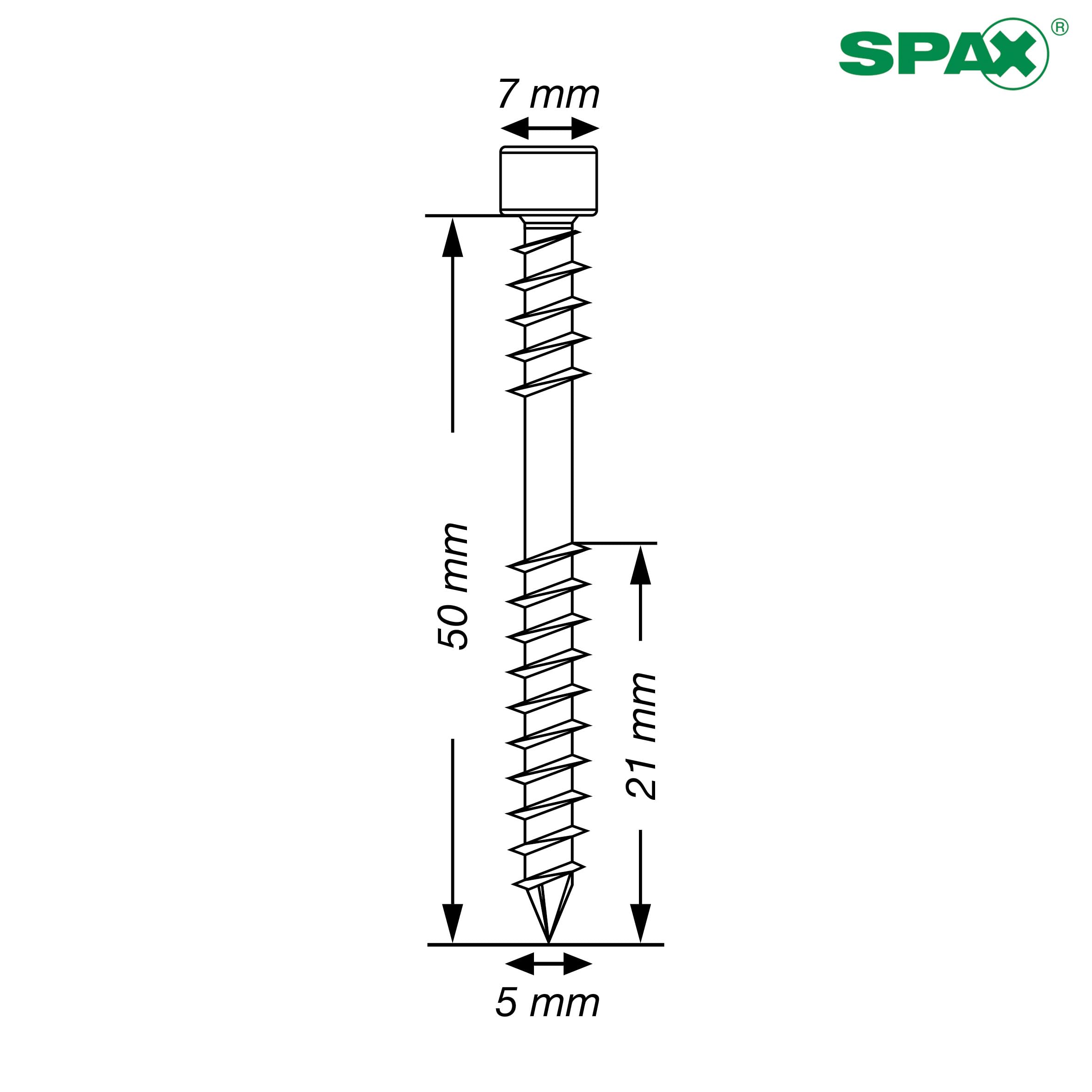 SPAX Tornillo para terrazas 5 x 50 mm, 360 unidades - Tornillos, rosca de fijación, cabeza cilíndrica, T-STAR plus T25, punta CUT, acero inoxidable A2-8000000276590