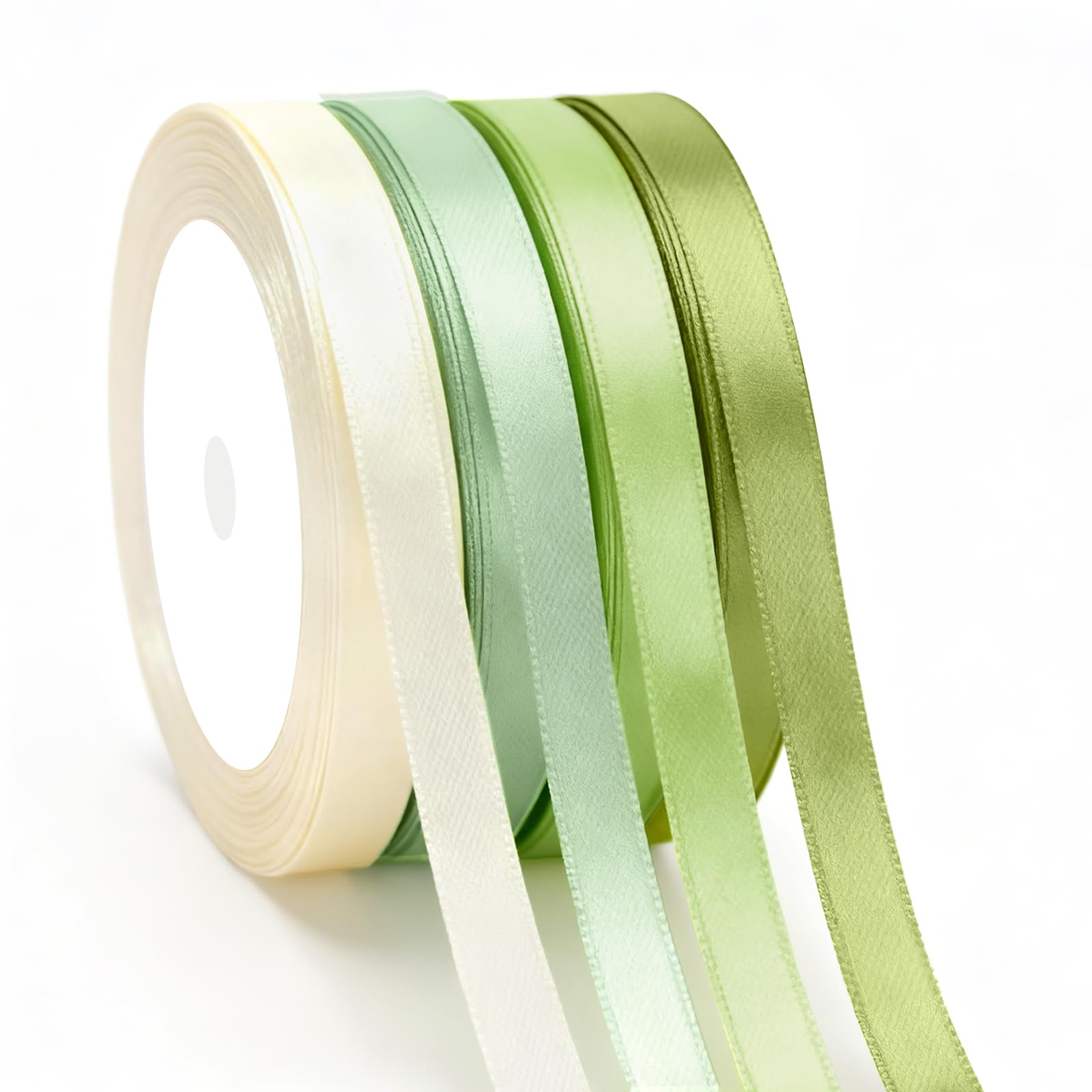 G2PLUS 4 Rolls Sage Green Satin Ribbon: 10mm x 22M Gift Wrapping Ribbon, Total 88M for Weddings, Baby Showers, DIY Crafts — image 1