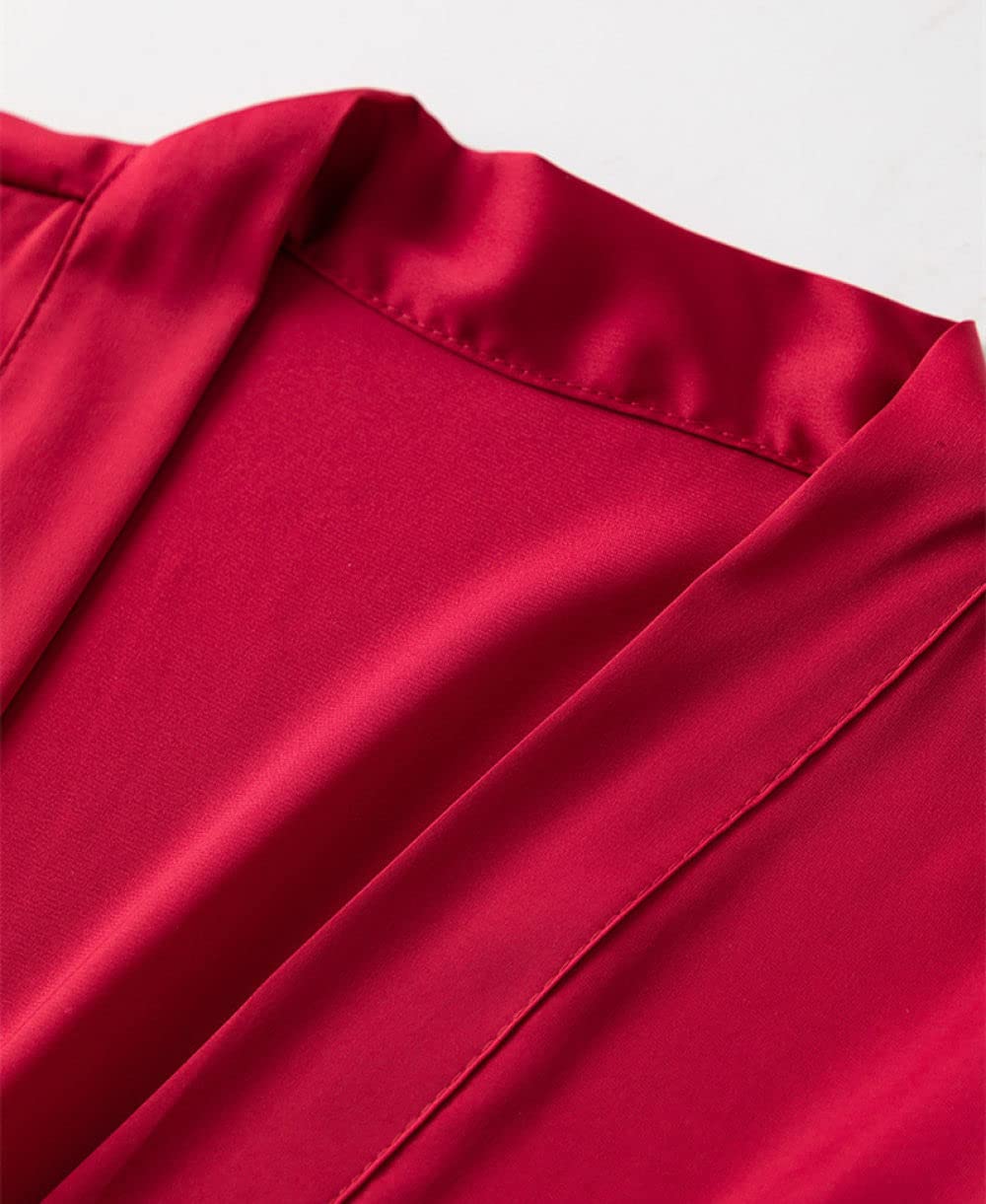 Accappatoio Donna,4 Pezzi Set Accappatoio Kimono In Raso Sexy Maglia In Pizzo Con Scollo A V Camicia Da Notte Senza Schienale Vestaglia Canotta Pantaloncini Set Elegante Abito Retrò Vestaglia Sposa