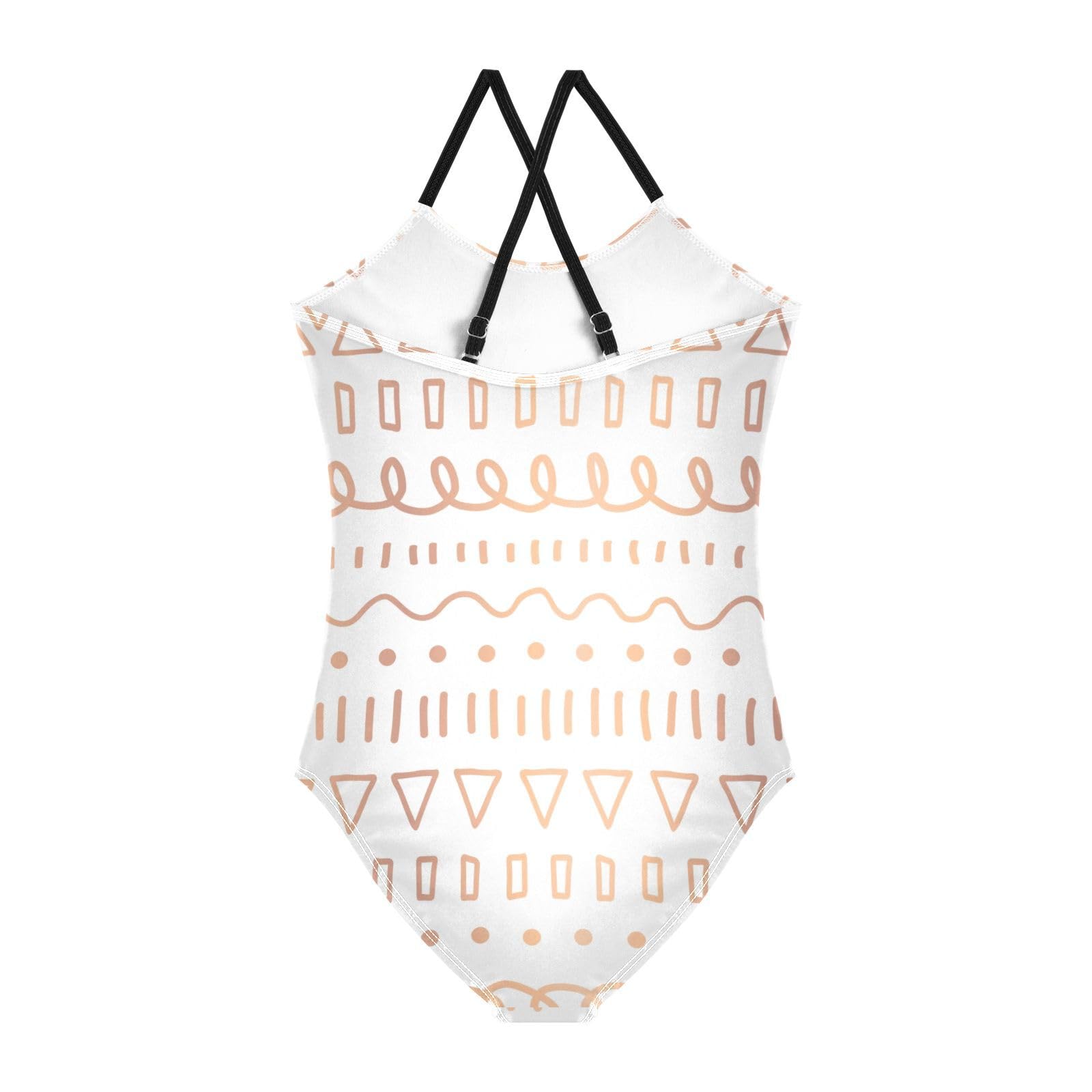 susiyo Girls One Piece Swimsuits Rose Gold Foil Lines Triangles Bathing Suit Quick Dry Beach Swimwear for Toddler Girl 3-10 Years