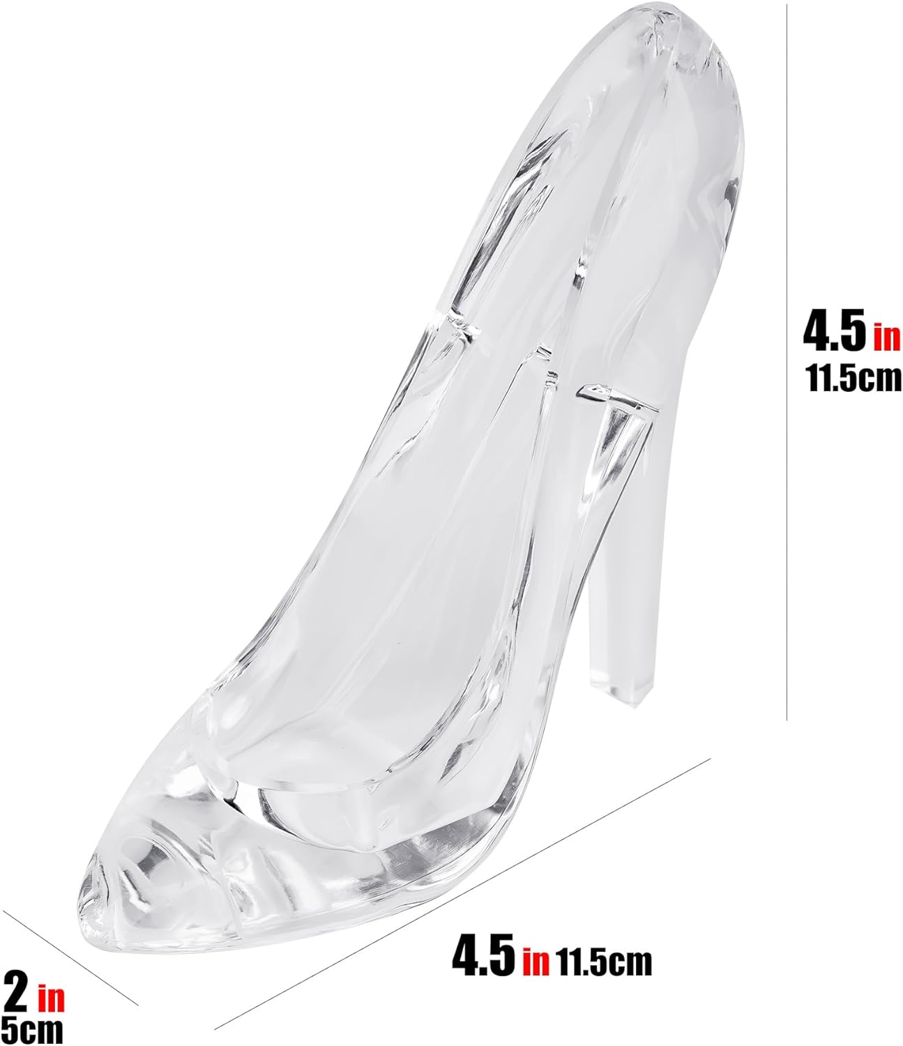 Small Cinderella Glass Slipper, Acrylic High Heel Shoe, Crystal High Heels Shoe Figurines for Decor, Figurine for Girls Coming-of-Age Ceremony Gift Birthday Party Decorations (Clear) - Image 2