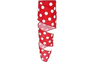 Christmas Ribbon Wired, 2 1/2"x10 Yard, Red White Polka Dots Ribbon for Gift Wrapping