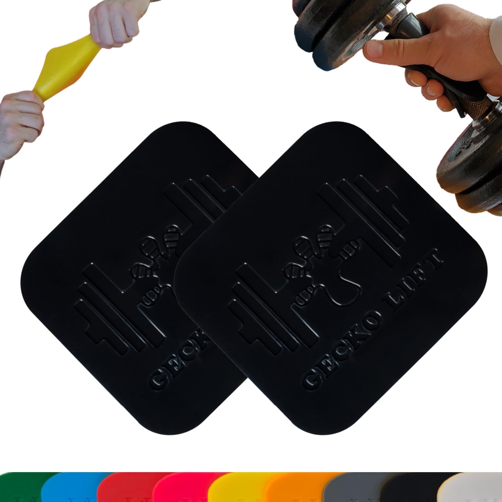 GECKO LIFT Premium Silicone Grip Pads, Thick Soft Non-Slip Non Sweat, Best Weight Lifting Glove Alternative, 4x4in 10x10cm, (2 Pads)
