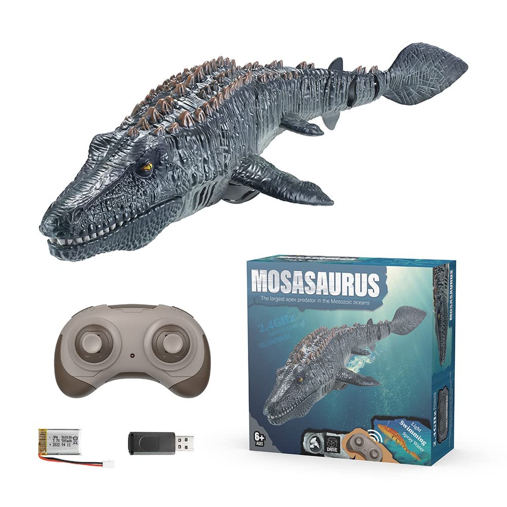 COOLBABY 2.4G Remote Control Mosasaurus, Children's Pool and Water Toy, Dinosaur Gift for Boys and Girls Over 3 Years Old, Christmas and Birthday Present