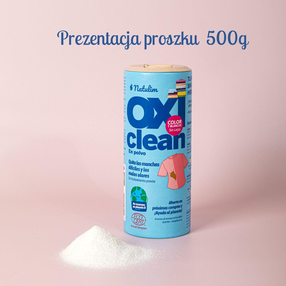 Natulim Oxi Clean - ekologiczny proszek do usuwania plam - wzmacniacz prania bez wybielacza - bardziej żywe kolory na ubraniach - mocny i przyjazny dla środowiska - eliminuje nieprzyjemne zapachy 500