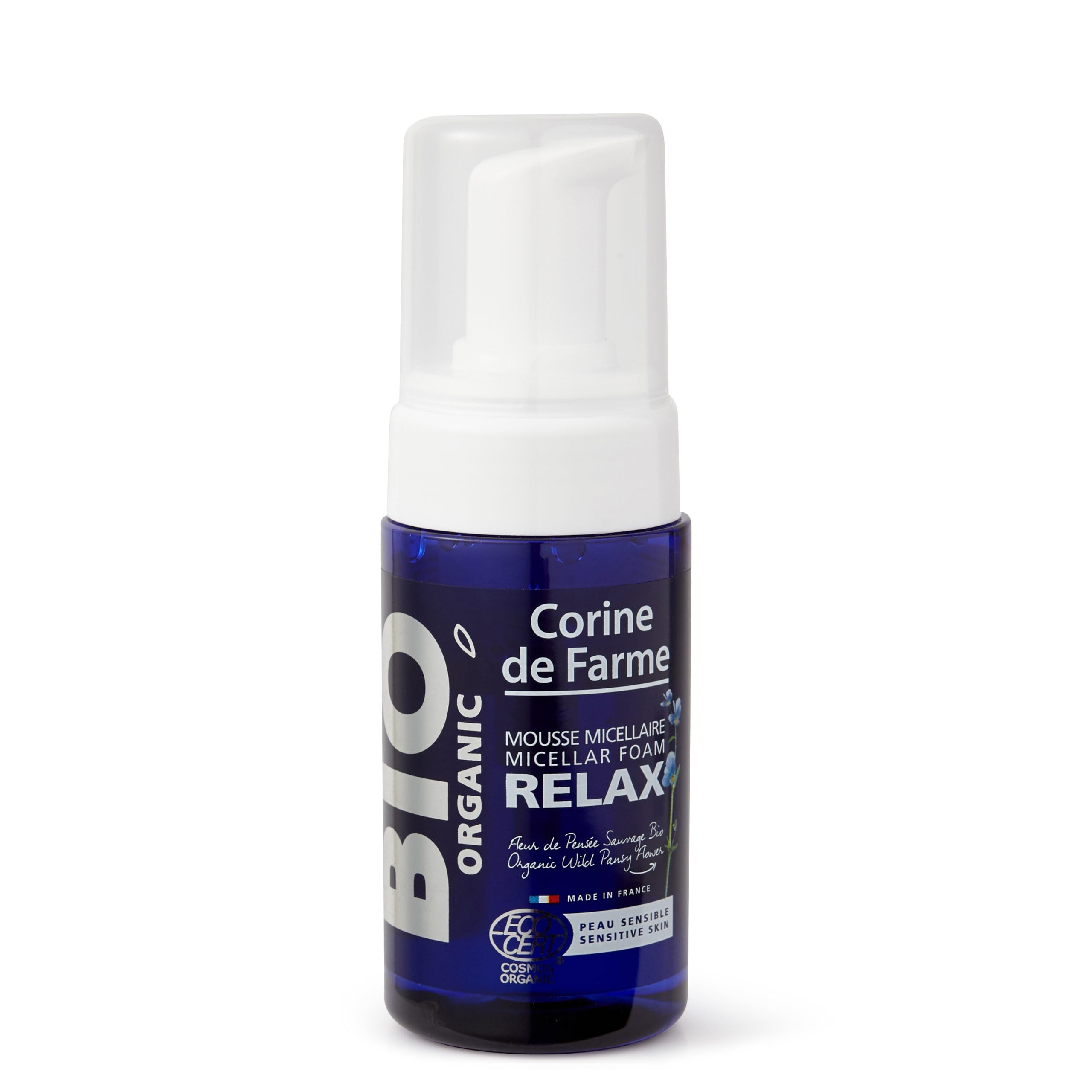 Corine de Farme, Mousse Micellaire Relax Bio, Labellisée par ECOCERT COSMOS Organic, Soin Visage Peaux Sensibles, 100% Clean Beauty, 100% Fabriqué en France 100ml