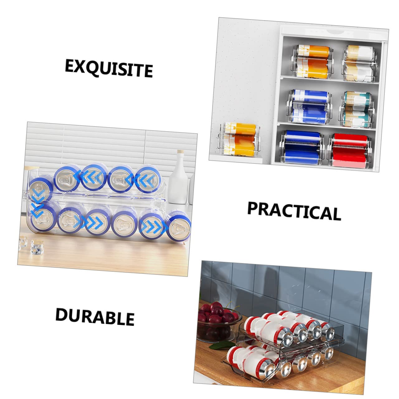 VICASKY Organizador de Latas para Refrigerador Diseño de Doble Capa, Plástico Resistente y Dispensador de Bebidas Adecuado para Cocina y Hogar