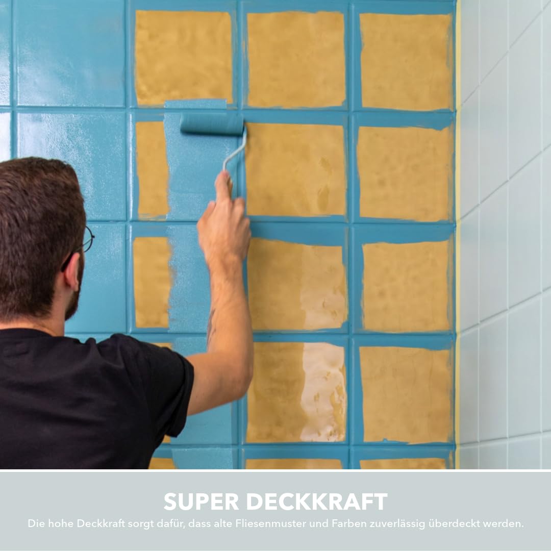 Lignocolor Fliesenfarbe matt | hochbeständige Farbe für Wand- & Bodenfliesen (Platingrau matt, 750 ml) | hochdeckend für den Innenbereich