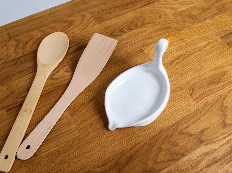 Goose Spoon Rest - White Duck Ceramic Kitchen Decor