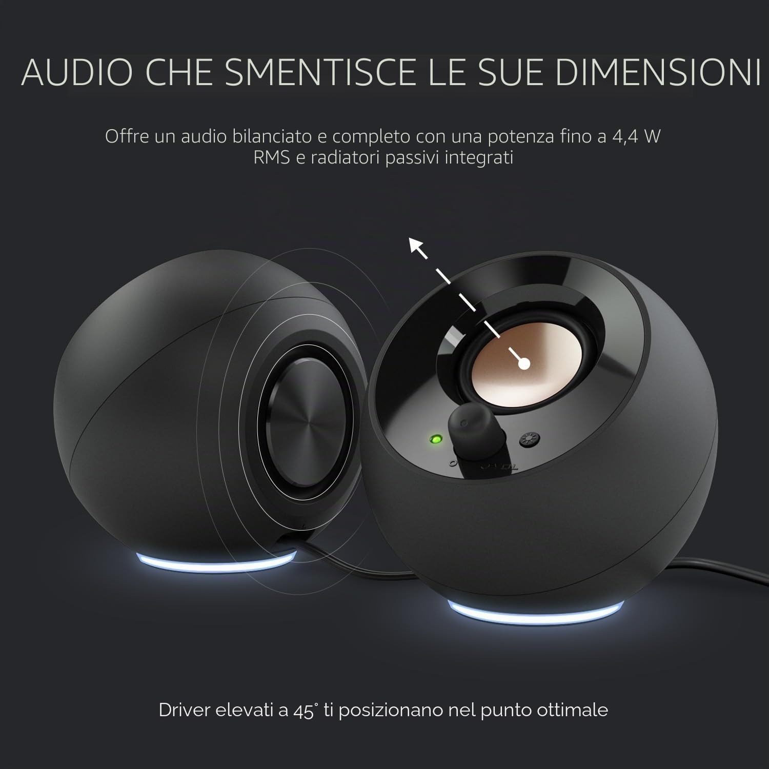 CREATIVE Pebble SE - Altoparlante PC minimalista 2.0 USB-C alimentato con illuminazione RGB, ingresso AUX da 3,5 mm, potenza RMS fino a 4,4 W per computer e computer portatili (bianco)