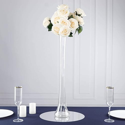 Miniatura 59 de Efavormart - Juego de 2 centros de mesa de trompeta con adornos de cristal transparente de 31 pulgadas, jarrón reversible de plástico para flores