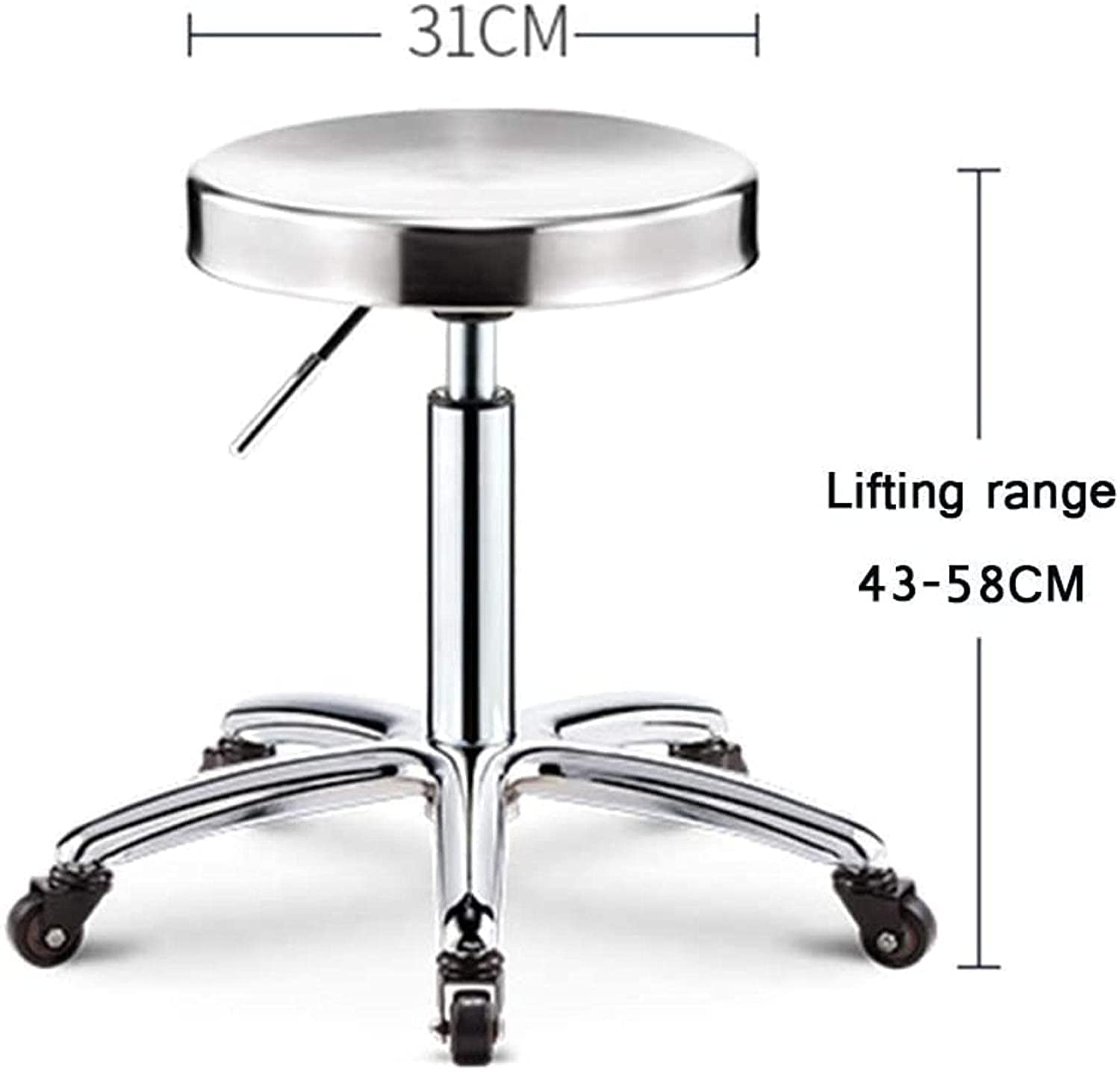 Taboret z kółkami stołek z kółkami okrągły stołek do kółek wytrzymały hydrauliczny do sklepu gitara laboratorium tatuaż stół warsztatowy medyczny regulowany stołek obrotowy krzesło (A)