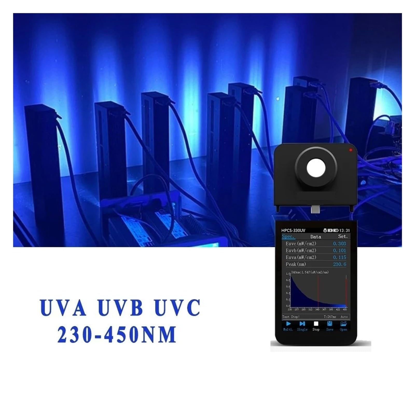 Spettrometro UV Portatile HPCS330UV 230-450nm for UVA/B/C