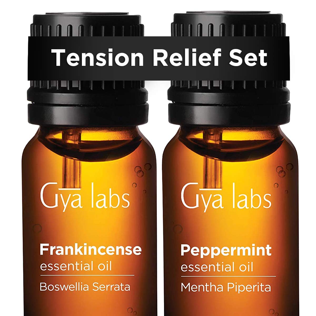 Frankincense Oil for Skin & Peppermint Oil for Hair Growth Set - 100% Pure Therapeutic Grade Essential Oils Set - 2x0.34 fl oz - Gya Labs