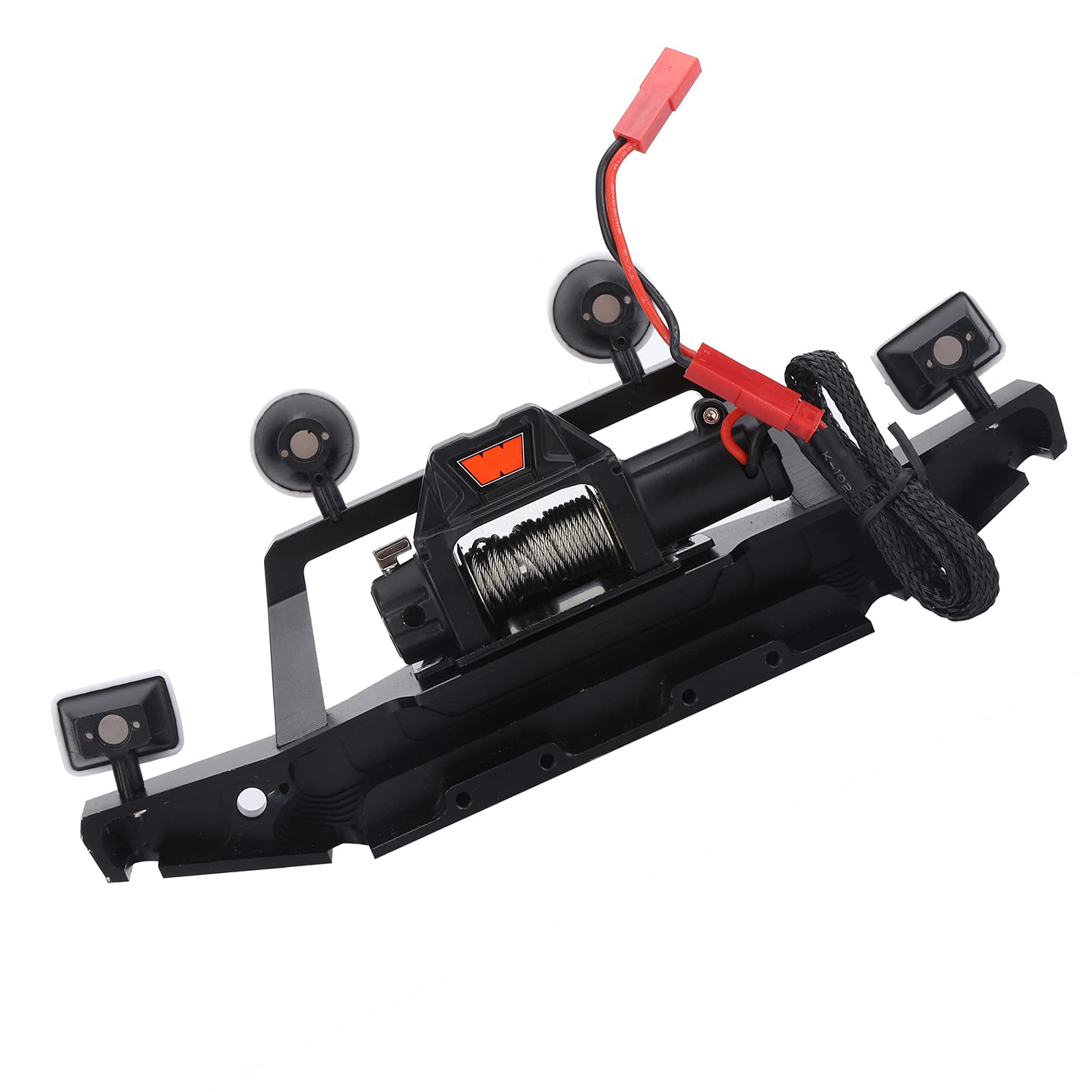 Przedni przednie zderzak RC z wciągarką i światłem LED elektryczna wciągarki i kontroler Traxxas Trx4 Axial SCX10 II Black 180 mm