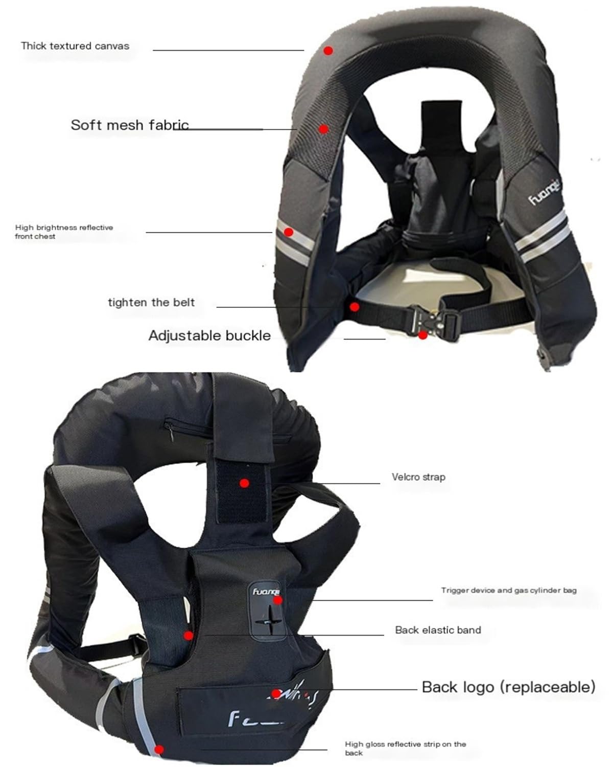 Gilet Airbag Moto Adulte/enfant Avec Bandes Réfléchissantes, Taille Ajustable, Léger Airbag Portable