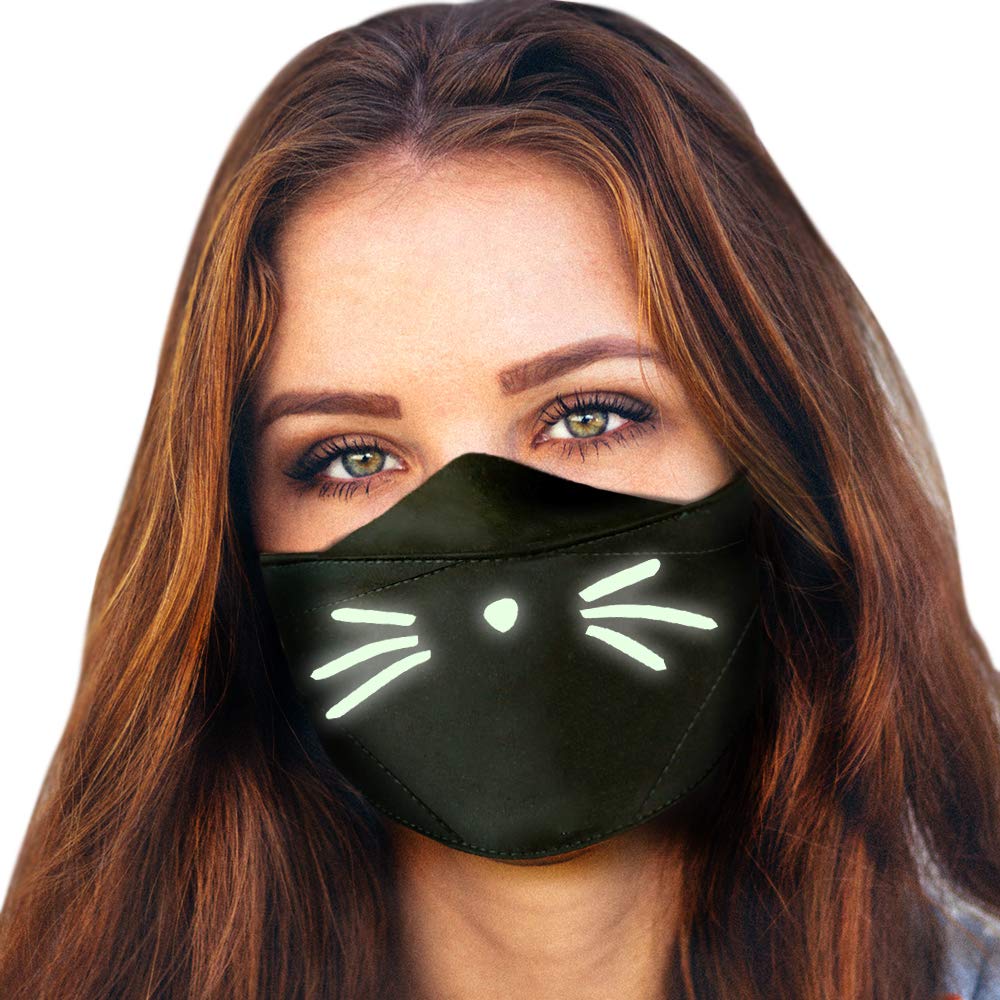 PURIAN Halloween Reusable Face Masks for Adults | Glow in the Dark | USA MADE | Adjustable Washable Cloth Masks with Straps