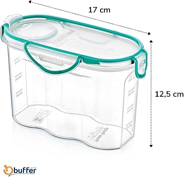 BUFFER® Kilitli Kapaklı Contalı Hava,Su Sıvı Geçirmez 1,2 Litre Erzak Saklama Kabı-SA580