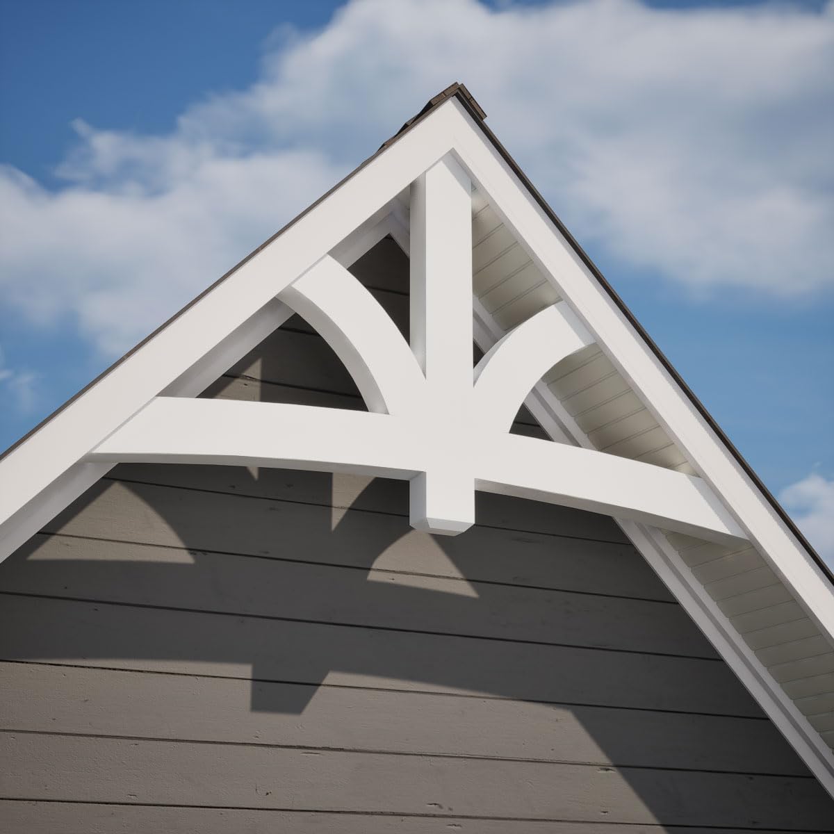Ekena Millwork GBP060X15X0204DAV00 Davenport Architectural Grade PVC Gable Brackets 60"W x 15"H x 2"D x 4"F, 6/12 Pitch