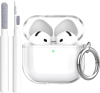 Airpods 4 Case Clear 2024 Shockproof Clear Case Airpods 4th Generation Case Cover Full Protective Soft Transparent TPU Case with Key Chain Clear