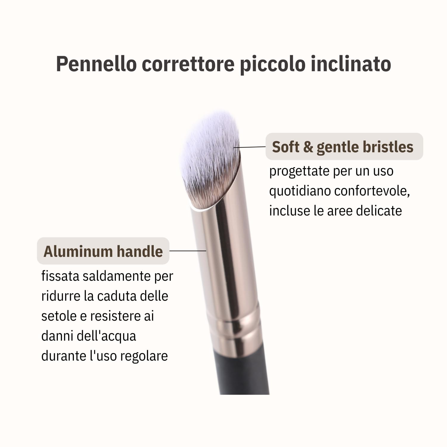 ENERGY 370S Pennello Correttore Piccolo per Copertura Mirata & Occhiaie – Pennello Trucco di Precisione con Setole Sintetiche Vegane