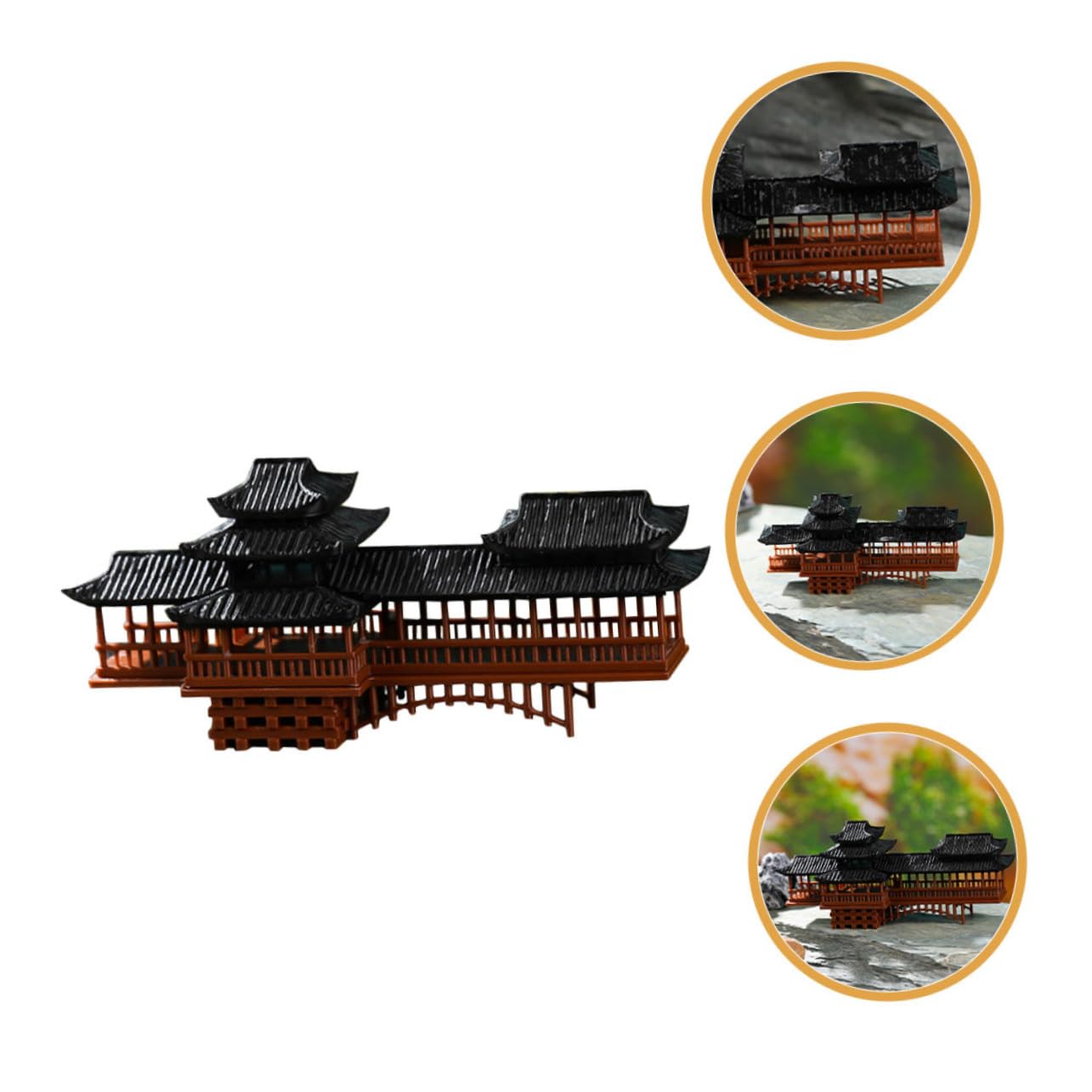 Cabilock Figurine de Mini Pavillon en Plastique Résistante aux Intempéries Détails Fins, Décor de Jardin Asiatique pour Dollhouses et Aquariums, Style Architecture Chinoise Traditionnelle