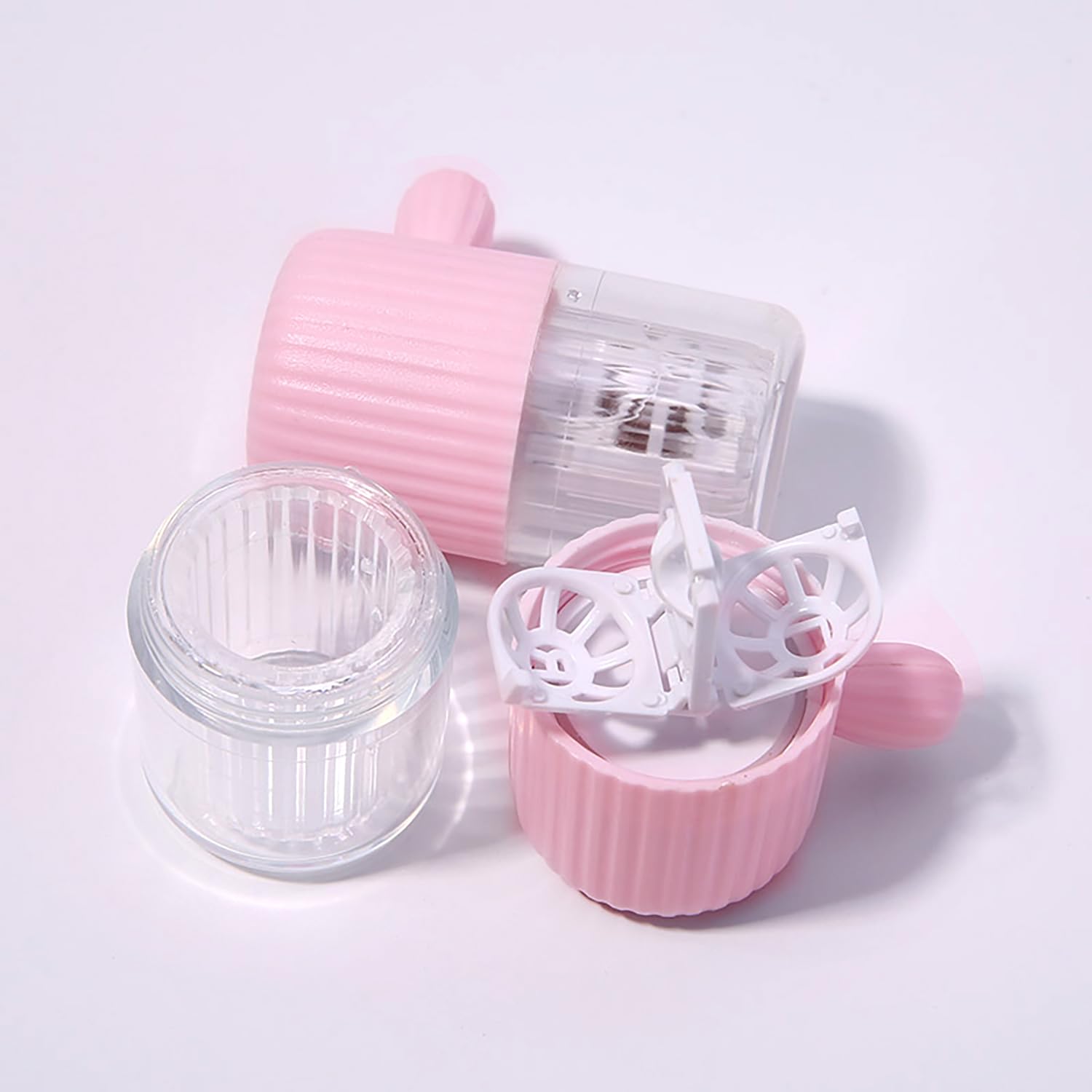Limpiador de lentillas manual color rosa Dispositivo portátil para limpieza diaria elimina fácilmente las proteínas y las partículas acumuladas en los lentes de contacto No usa pilas ni batería