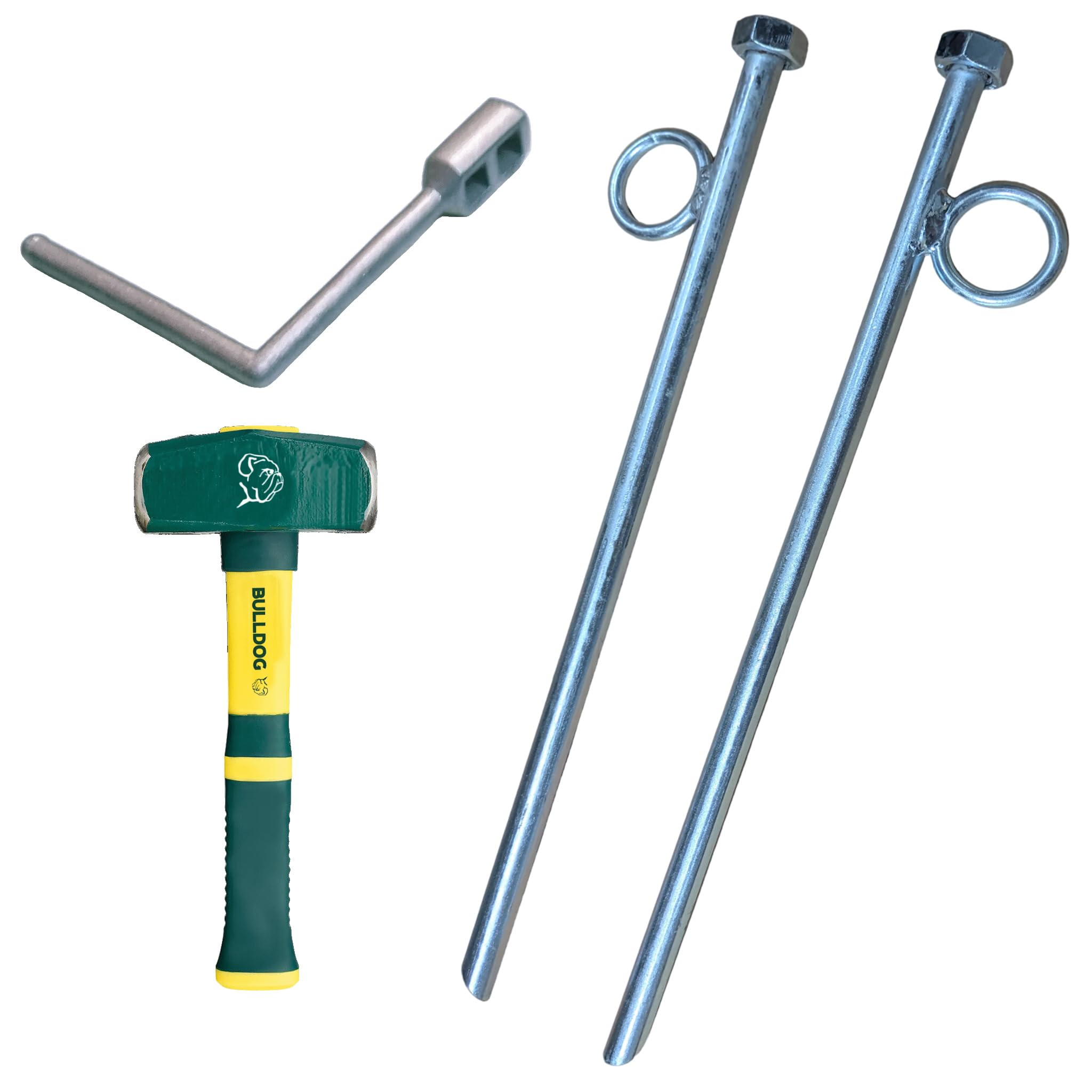 Boat Hardware Pack - 2 Mooring Pins, 1 Lump Hammer, 1 Aluminum Windlass