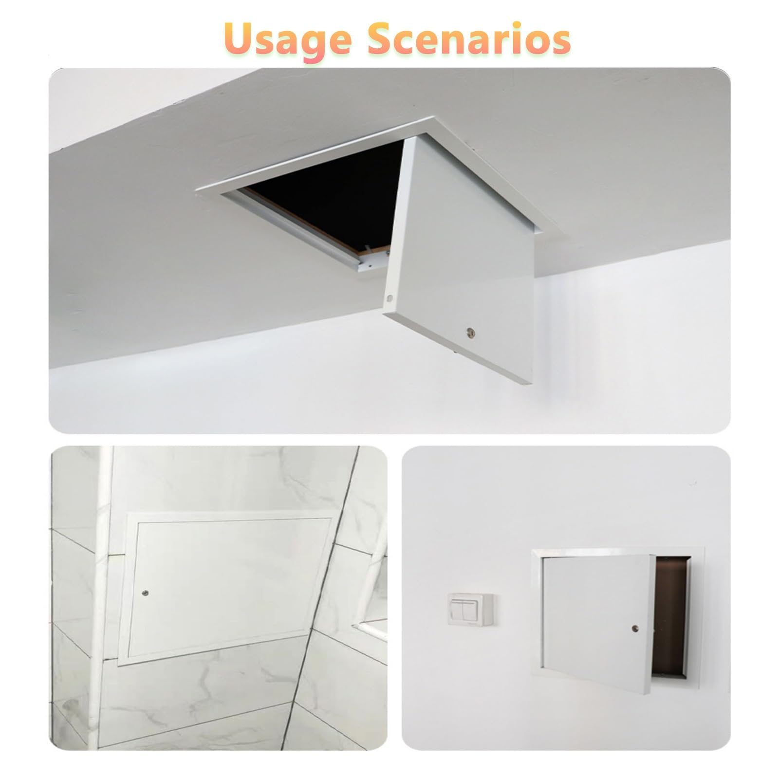 Robuste Zugangsklappe aus Aluminium mit Schloss for Zuhause und Büro – lackierbare Unterputzmontage, wasserdicht, nahtloses Gerät | 381x381mm