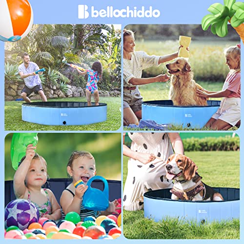 Bellochiddo Foldable Dog Pool - Hard Plastic Pool For Dogs And Kids, Non-Slippery Dog Swimming Pool With Pp Boards, Kiddie Pool For Dogs, Indoor&Outdoor Pet Bathing Tub With Water Drainage (48" X 12") #TOP6