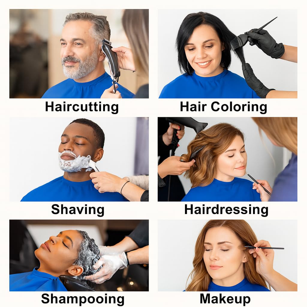 MAKSTILE Short Hair Cutting Cape for Women & Men | Salon & Home Use Hair Dye, Styling, Makeup Apron | Lightweight Barber Cape for Haircut, Shampoo & Beauty Artists - Size: 36 x 29 Inches (Royal Blue) - Image 3 thumbnail