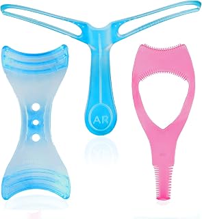 3 Pack Eye Makeup Tool Kit, 3 in 1 Makeup Eyelash Mascara Tool Upper Lower Lash Mascara Applicator Guide Eyelash Comb, Eyeliner Stencils and Eyebrow Stencils Kit for Beginners