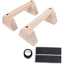 2PCS Wood Push Up Bars with Non Slip Base Pad Exercise Home Workout Equipment Wooden Parallettes Handle Stands Grip for Men Strength Training, Planks Calisthenics 20cm