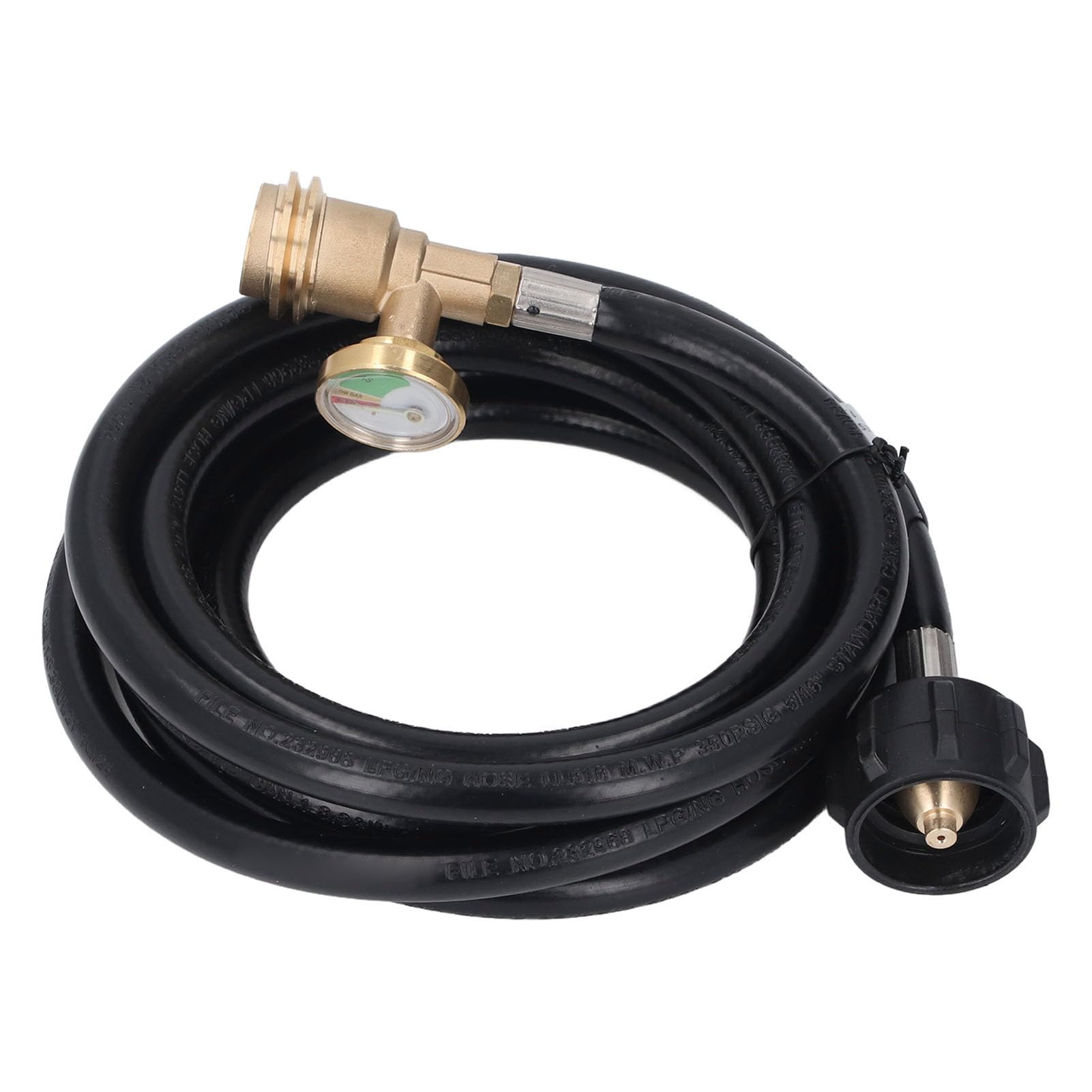 Manguera de extensión de Gas de 12 pies con manómetro y Detector de Fugas Compatible con Conexiones QCC 1 Tipo 1 Hembra y Pol Macho para Parrilla y Calentador de Barbacoa