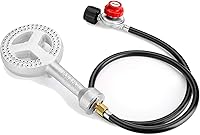 Vista 1 de BESTFIRE High Pressure Cast-Iron Propane Burner Head,Round Burner Head with 20 PSIG Adjustable High Pressure Propane Regulator with Hose and Brass