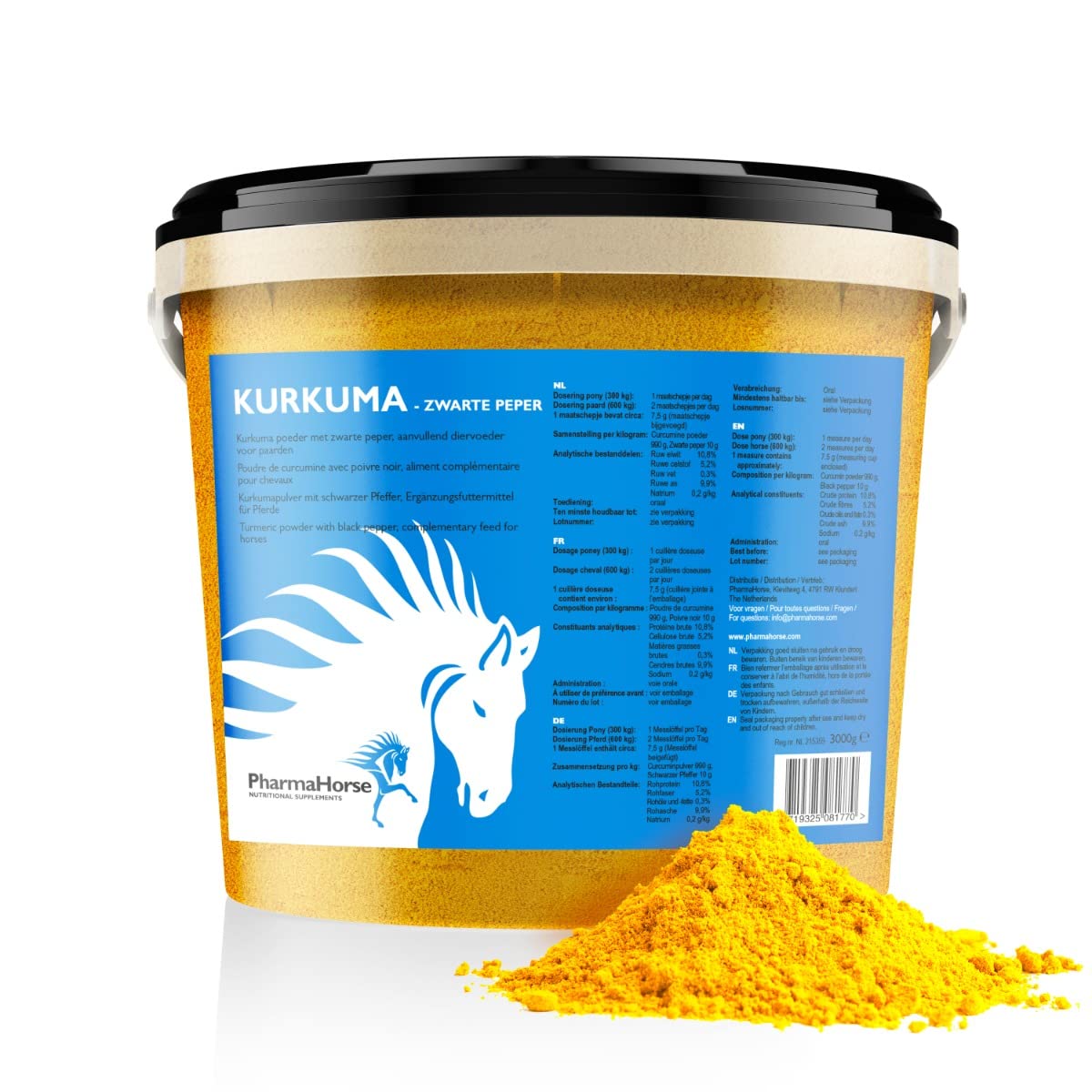 PharmaHorse Curcuma - Poivre Noir | Anti-inflammatoire Cheval | Aide le Foie & la Digestion | Sans sucres ajoutés ou éléments dopants | 3000 grammes