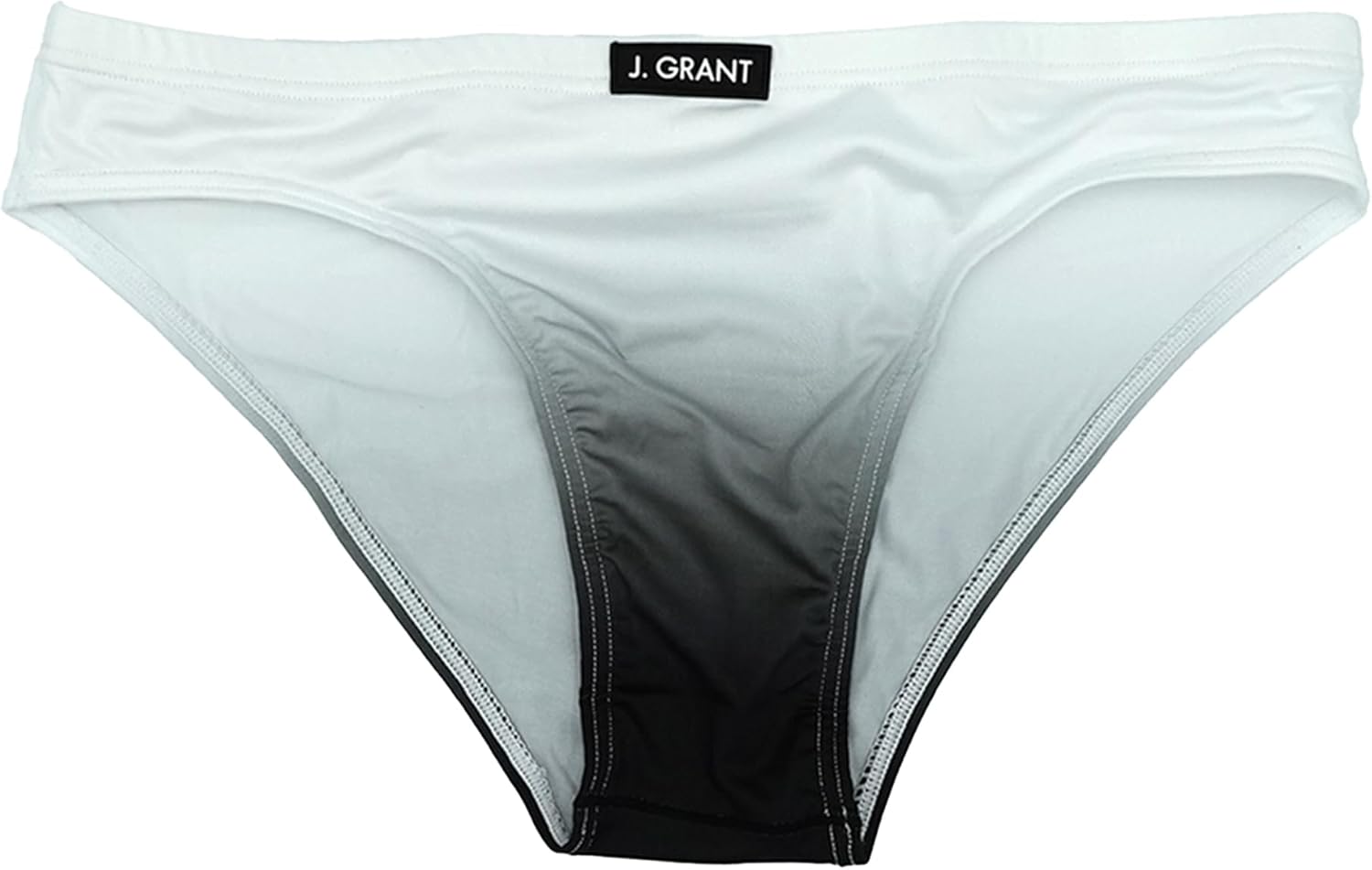 J. Grant Men’s Low-Rise Swim Brief – Minimal Coverage, Body-Contouring Fit, Quick-Dry Stretch Fabric (Black/White Gradient)