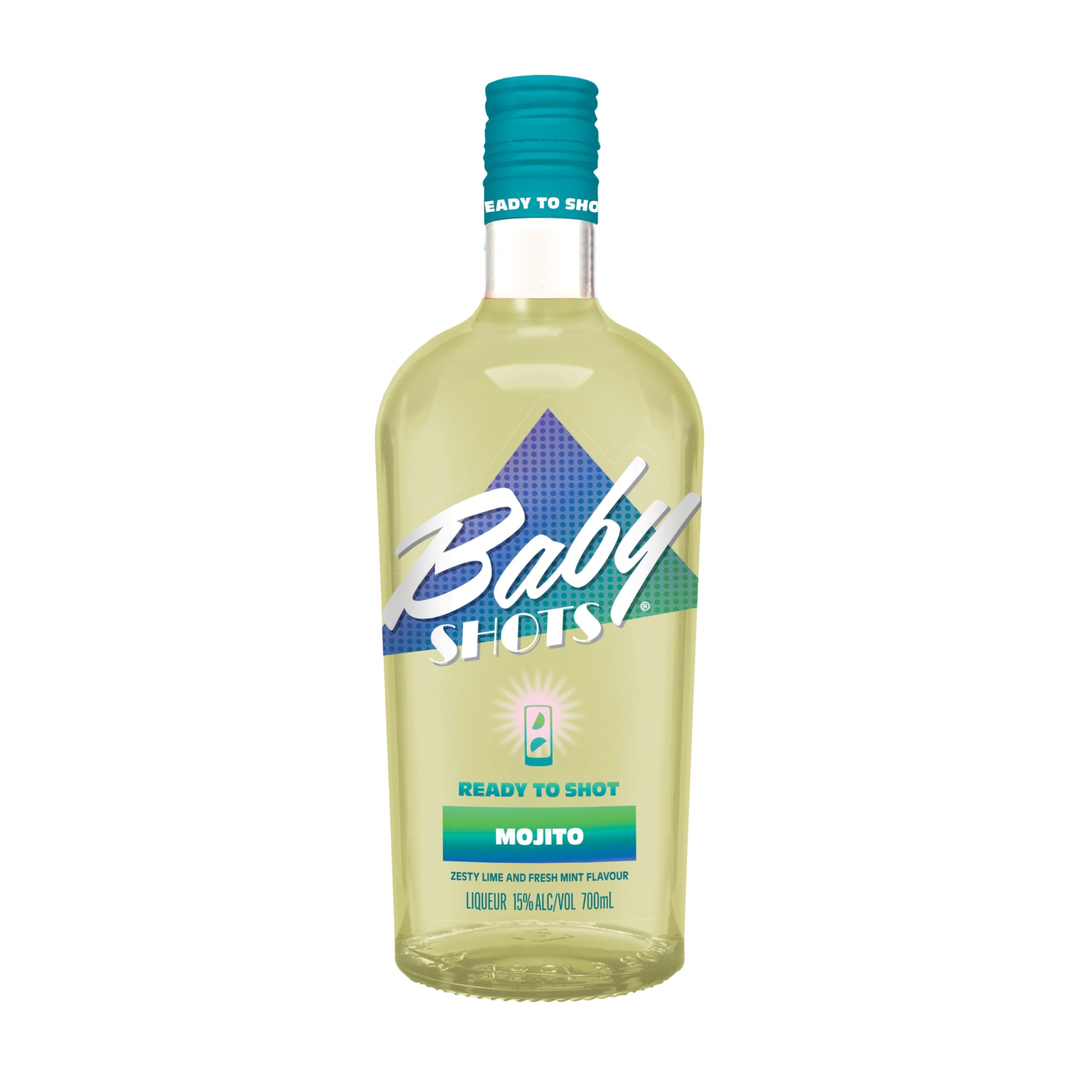 Baby Shots Mojito Flavoured Shot - 70cl - Ready-to-Shot Cocktail Liqueur, Zesty Lime & Mint Flavour, 30 Proof (15% ABV)