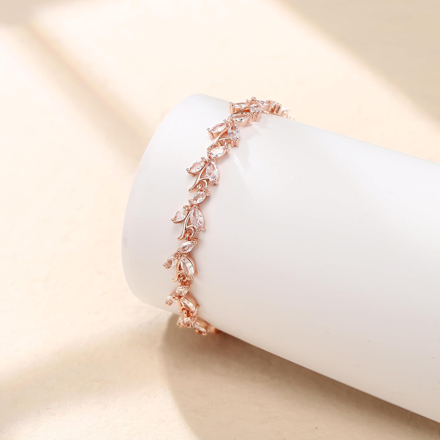 Crysdue Marquise Teardrop Cubic Zirconia Wedding Bridal & Prom Tennis Bracelets for Brides Bridesmaids, Silver/Gold/Rose Gold Plated Bracelet Gifts for Women - Image 5