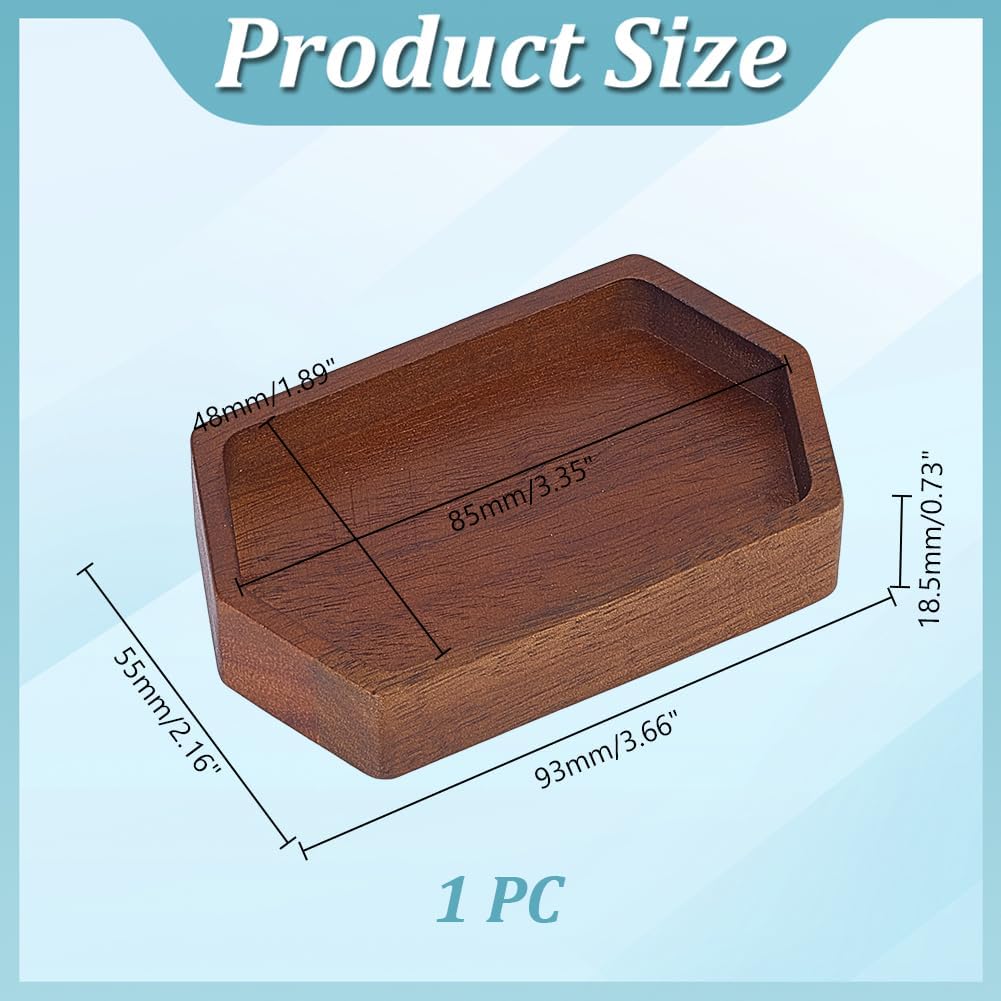 1Pc Wood Rings Display Tray 3.66x2.17x0.73 Inch Wooden Jewelry Dish Decorative Bracelets Display Dishes Hexagon Rings Tray Brown for Women Beacelets Necklaces Earrings Jewelry Storage - Image 3