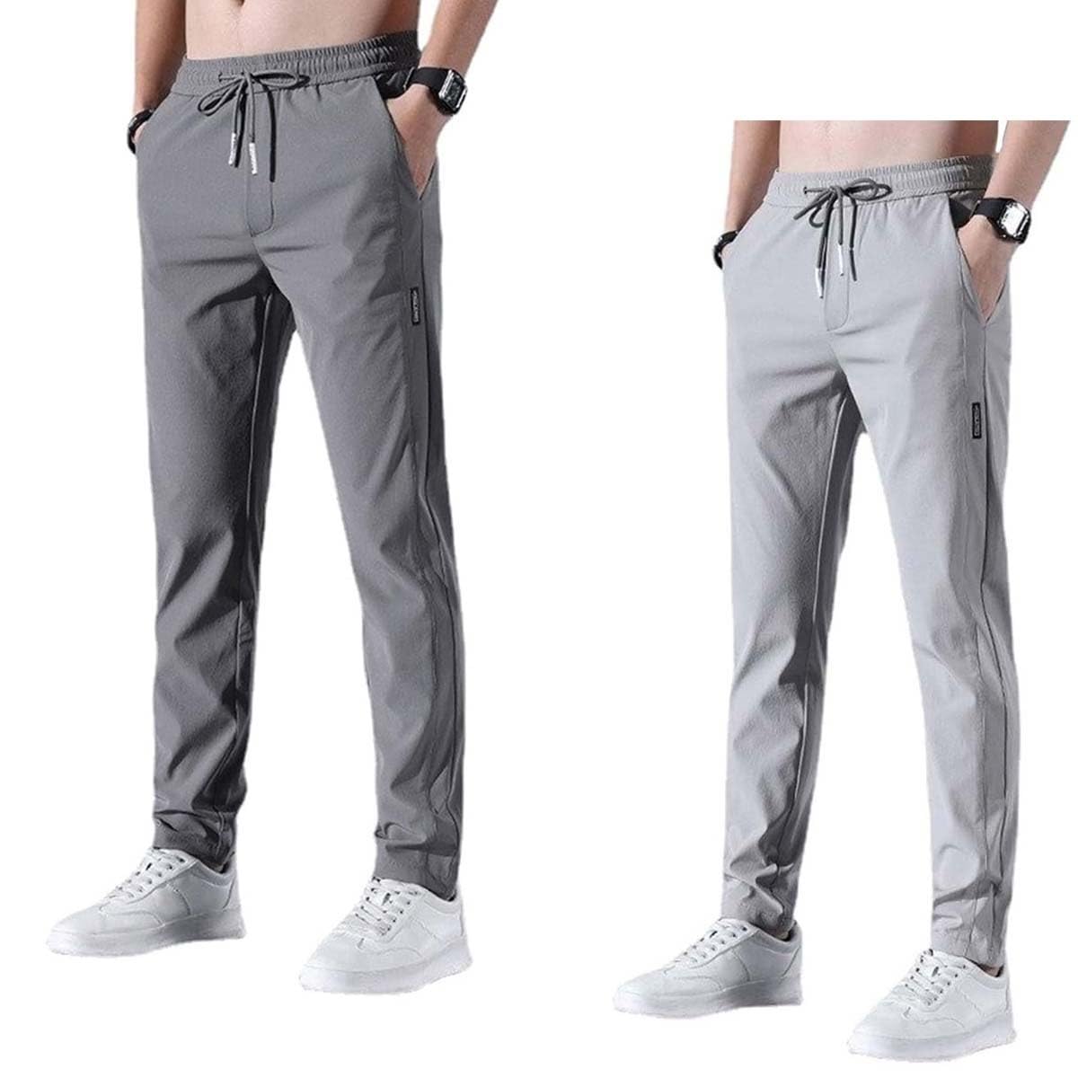 GOUJIAN Men's Long Leisure Trousers, Sports, Breathable, Training, Jogging Trousers With Elastic Waistband And Drawstring, S-5XL sweatpants(Dark gray+gray,5XL)
