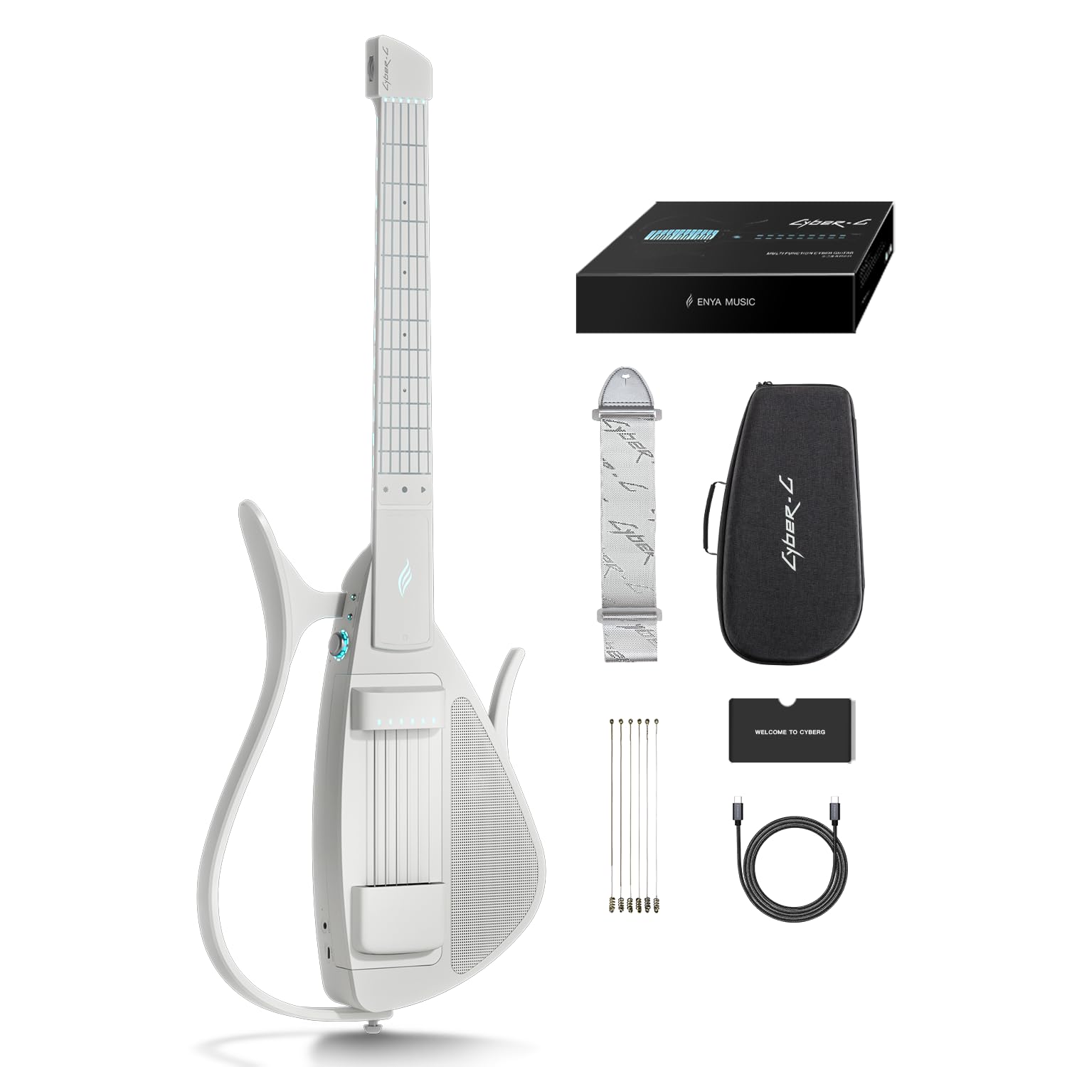 ENYA MUSIC CYBER-G スマートギター 弦なし ポータブル 多機能 Amazon.com: Enya CYBER-G Smart Guitar With Silicone Strings,Travel